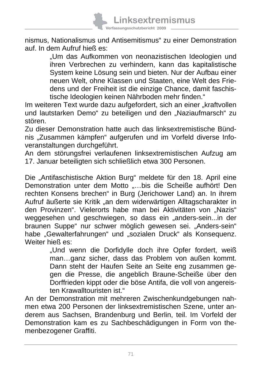 Seite 79 des Verfassungsschutzbericht 2009 Sachsen-Anhalt