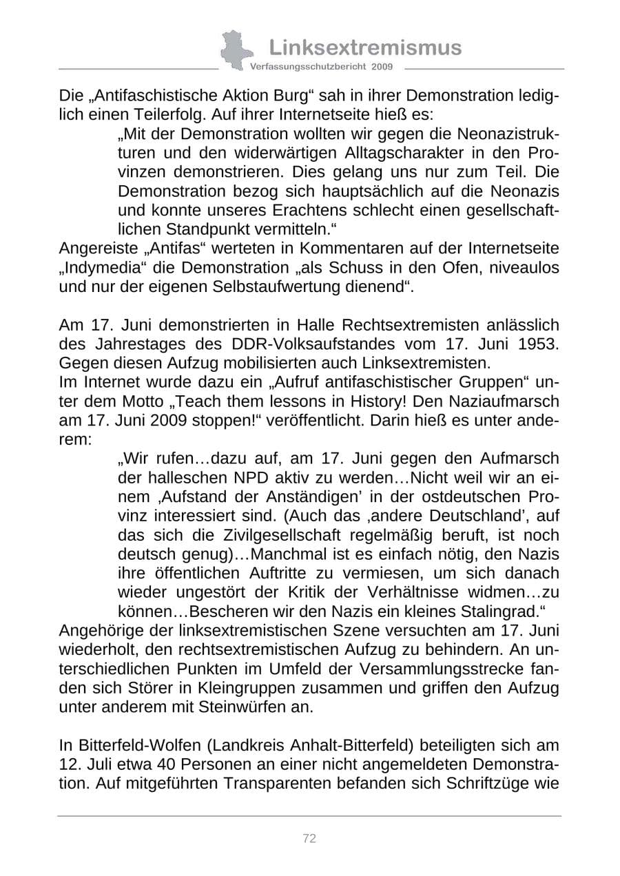 Seite 80 des Verfassungsschutzbericht 2009 Sachsen-Anhalt