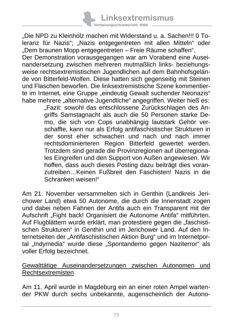 Seite 81 des Verfassungsschutzbericht 2009 Sachsen-Anhalt