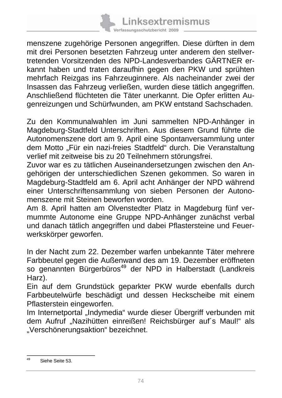 Seite 82 des Verfassungsschutzbericht 2009 Sachsen-Anhalt