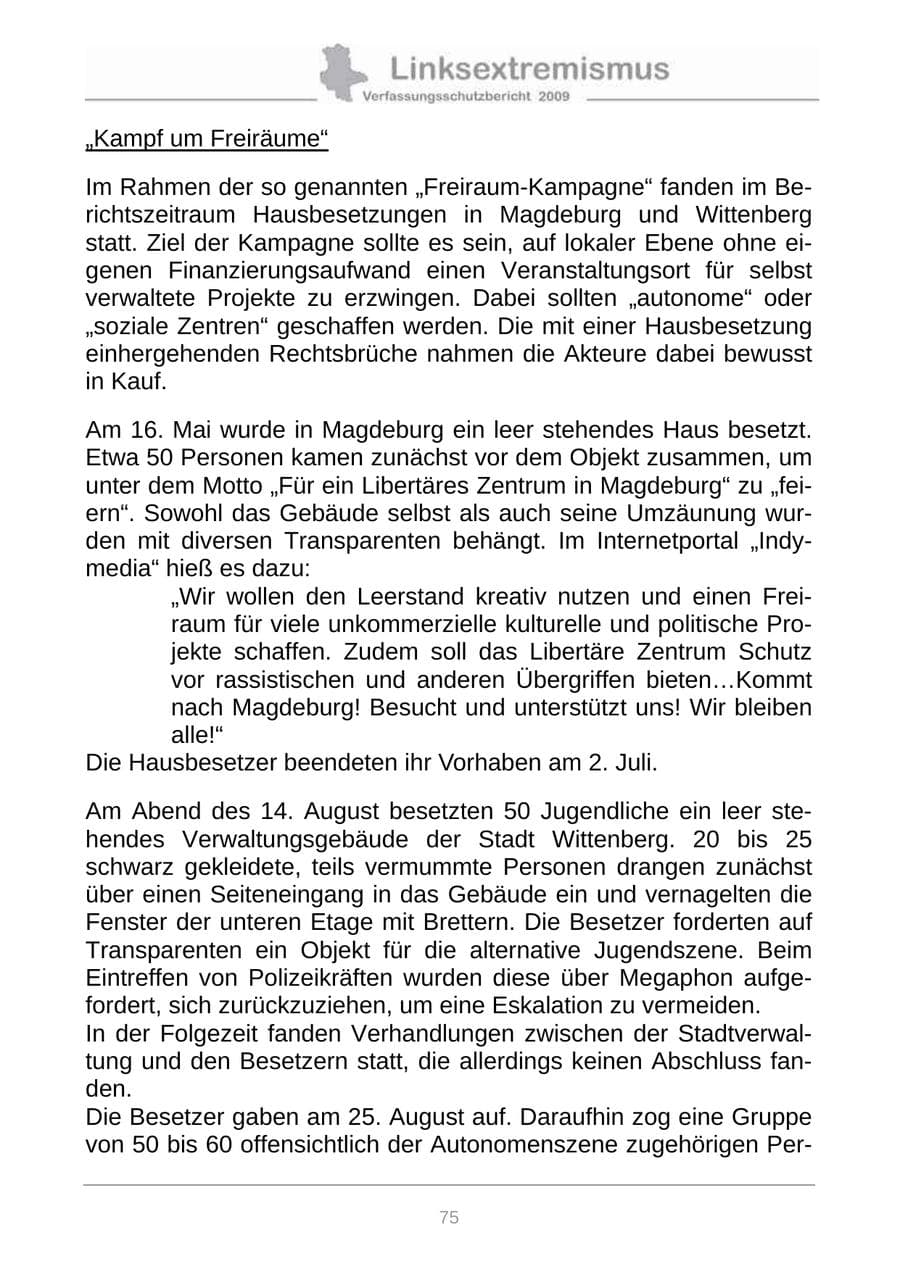 Seite 83 des Verfassungsschutzbericht 2009 Sachsen-Anhalt
