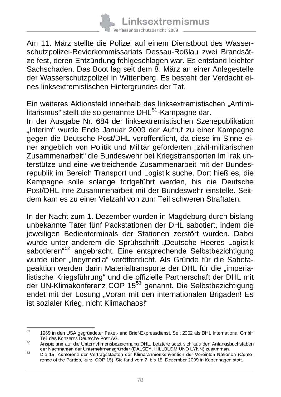 Seite 86 des Verfassungsschutzbericht 2009 Sachsen-Anhalt
