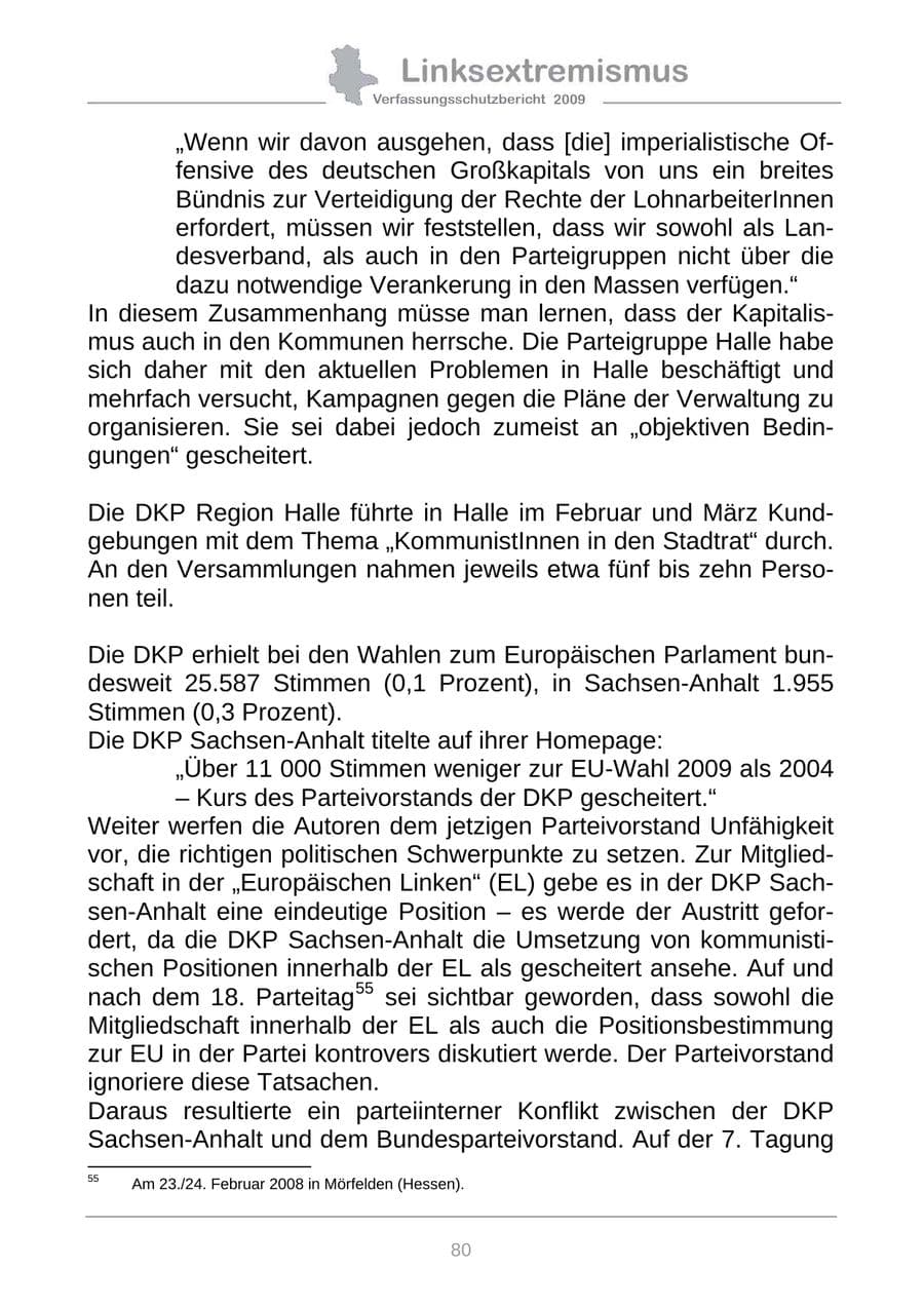 Seite 88 des Verfassungsschutzbericht 2009 Sachsen-Anhalt