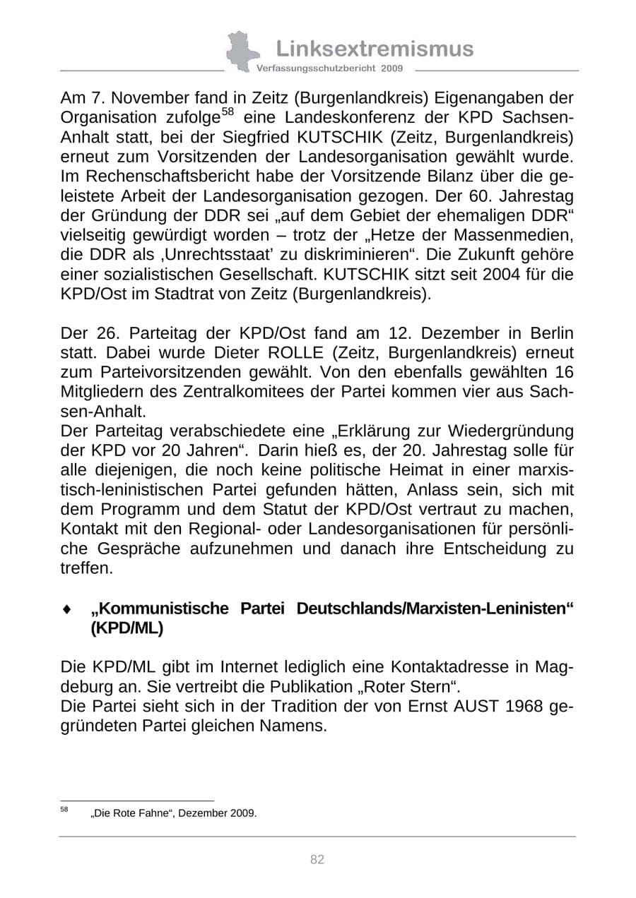 Seite 90 des Verfassungsschutzbericht 2009 Sachsen-Anhalt