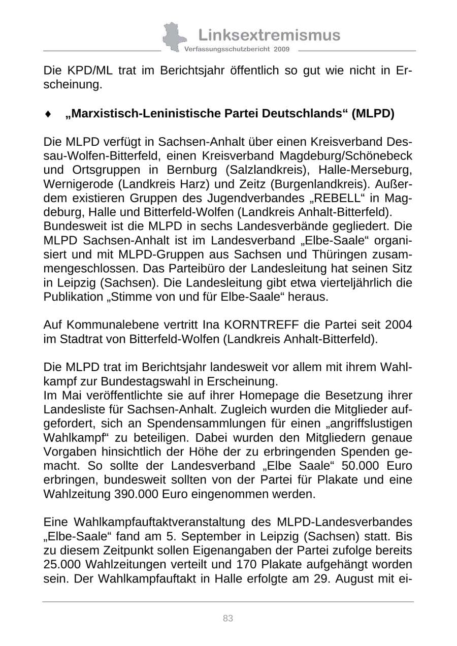 Seite 91 des Verfassungsschutzbericht 2009 Sachsen-Anhalt