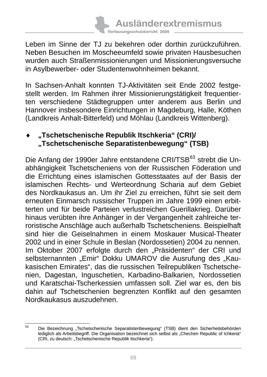 Seite 97 des Verfassungsschutzbericht 2009 Sachsen-Anhalt