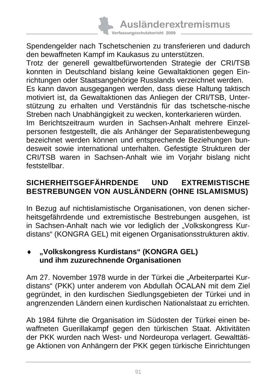 Seite 99 des Verfassungsschutzbericht 2009 Sachsen-Anhalt