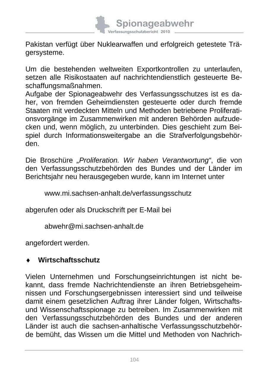 Seite 106 des Verfassungsschutzbericht 2010 Sachsen-Anhalt