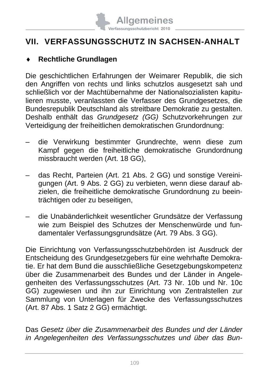 Seite 111 des Verfassungsschutzbericht 2010 Sachsen-Anhalt