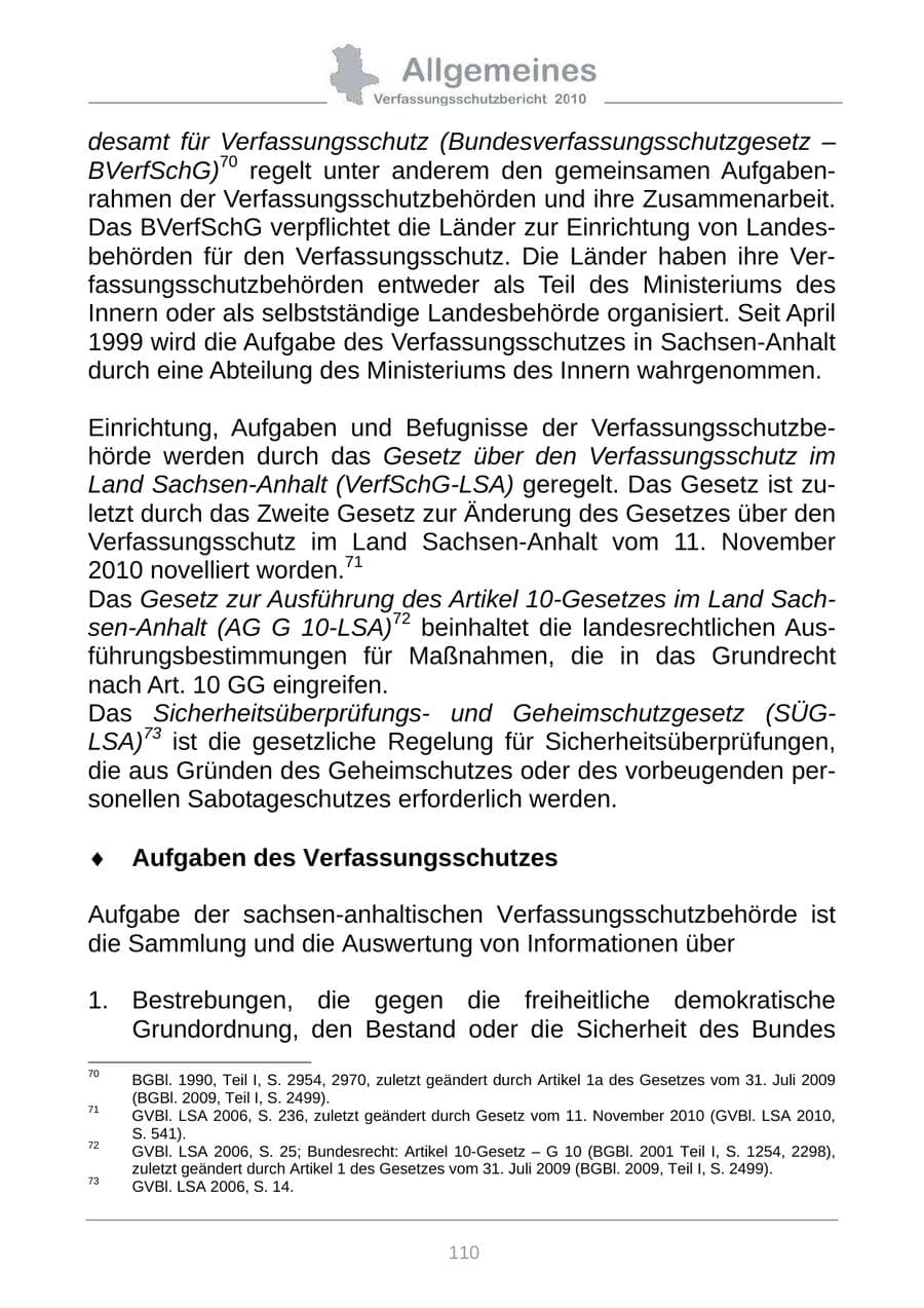 Seite 112 des Verfassungsschutzbericht 2010 Sachsen-Anhalt