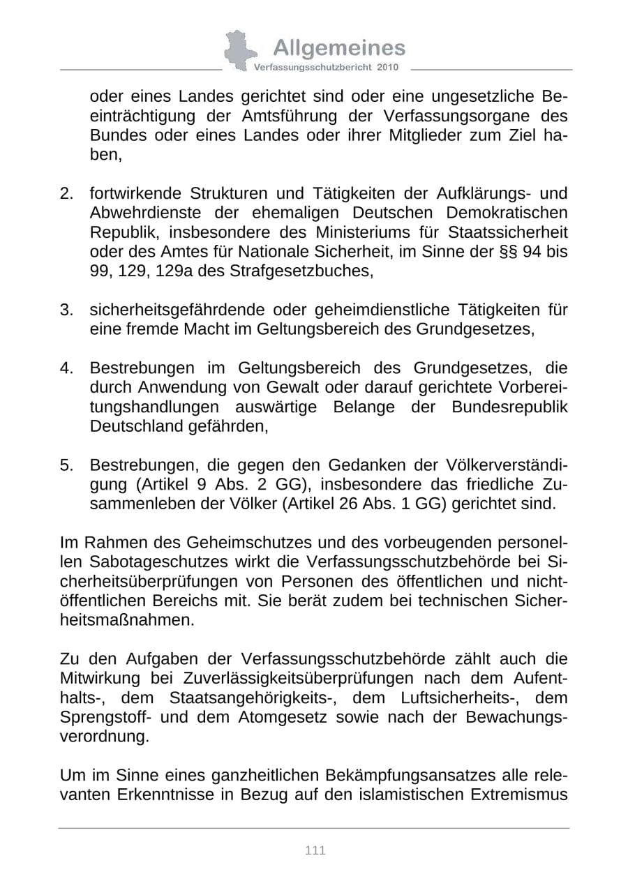 Seite 113 des Verfassungsschutzbericht 2010 Sachsen-Anhalt