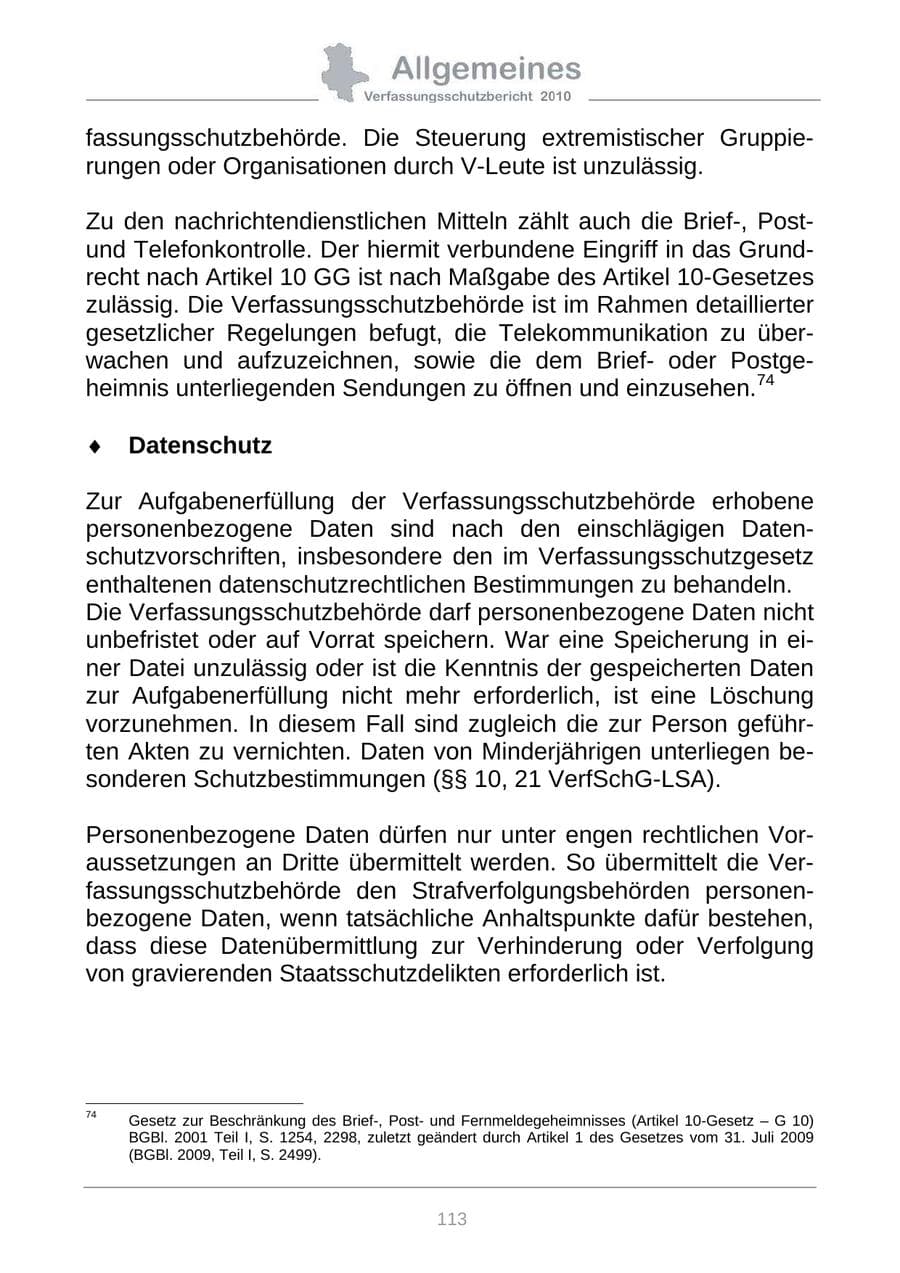 Seite 115 des Verfassungsschutzbericht 2010 Sachsen-Anhalt