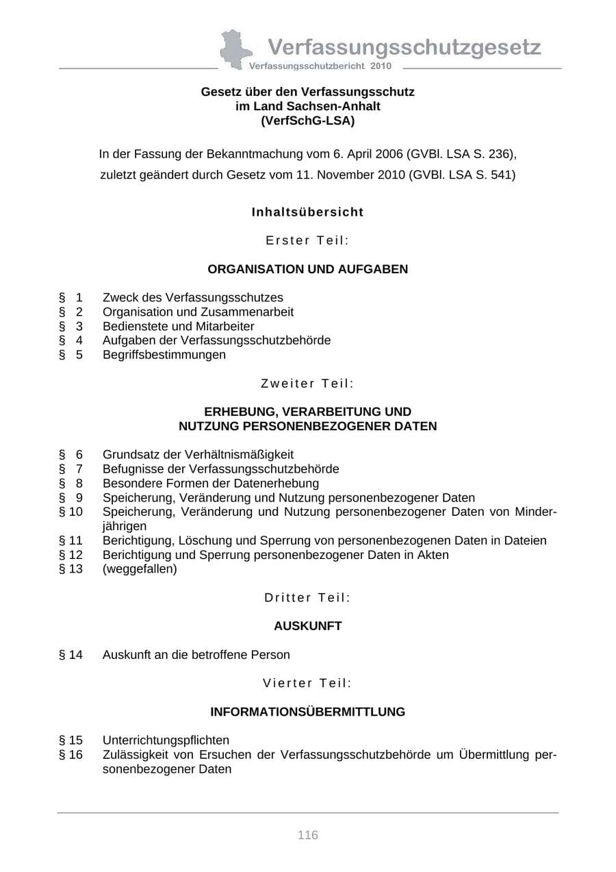 Seite 118 des Verfassungsschutzbericht 2010 Sachsen-Anhalt