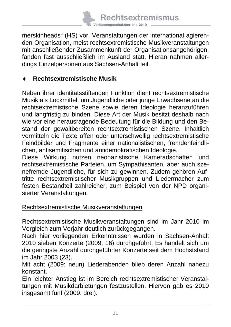 Seite 13 des Verfassungsschutzbericht 2010 Sachsen-Anhalt
