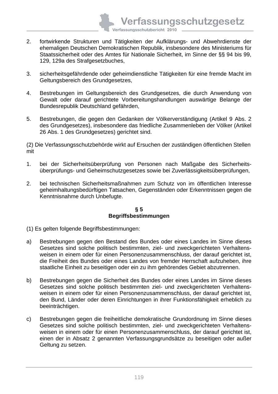 Seite 121 des Verfassungsschutzbericht 2010 Sachsen-Anhalt