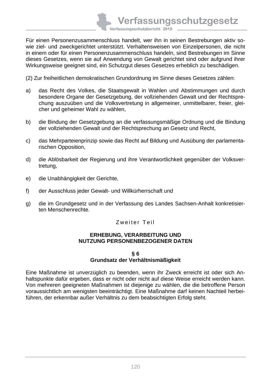 Seite 122 des Verfassungsschutzbericht 2010 Sachsen-Anhalt