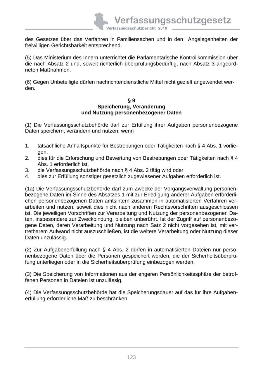 Seite 125 des Verfassungsschutzbericht 2010 Sachsen-Anhalt