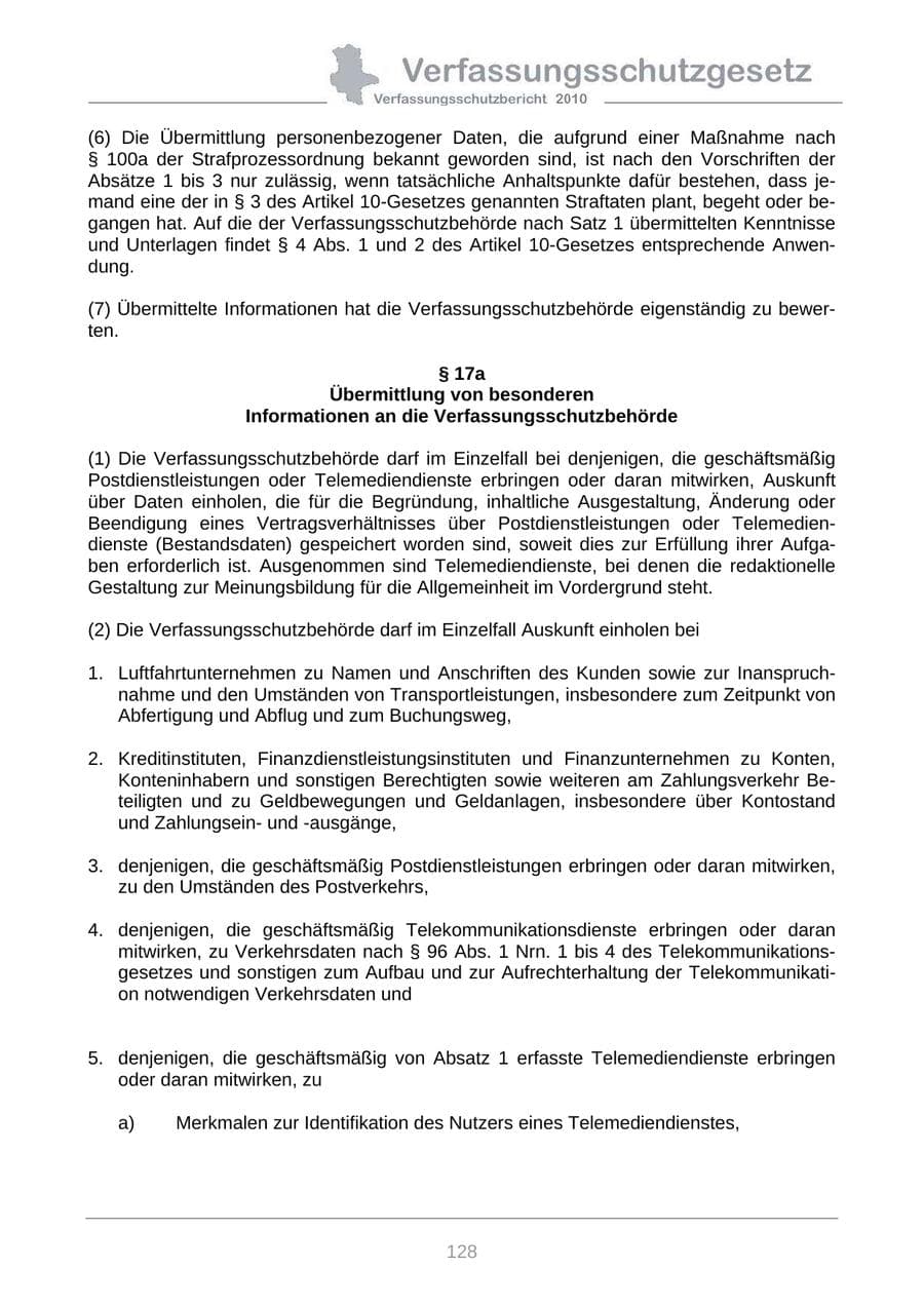 Seite 130 des Verfassungsschutzbericht 2010 Sachsen-Anhalt