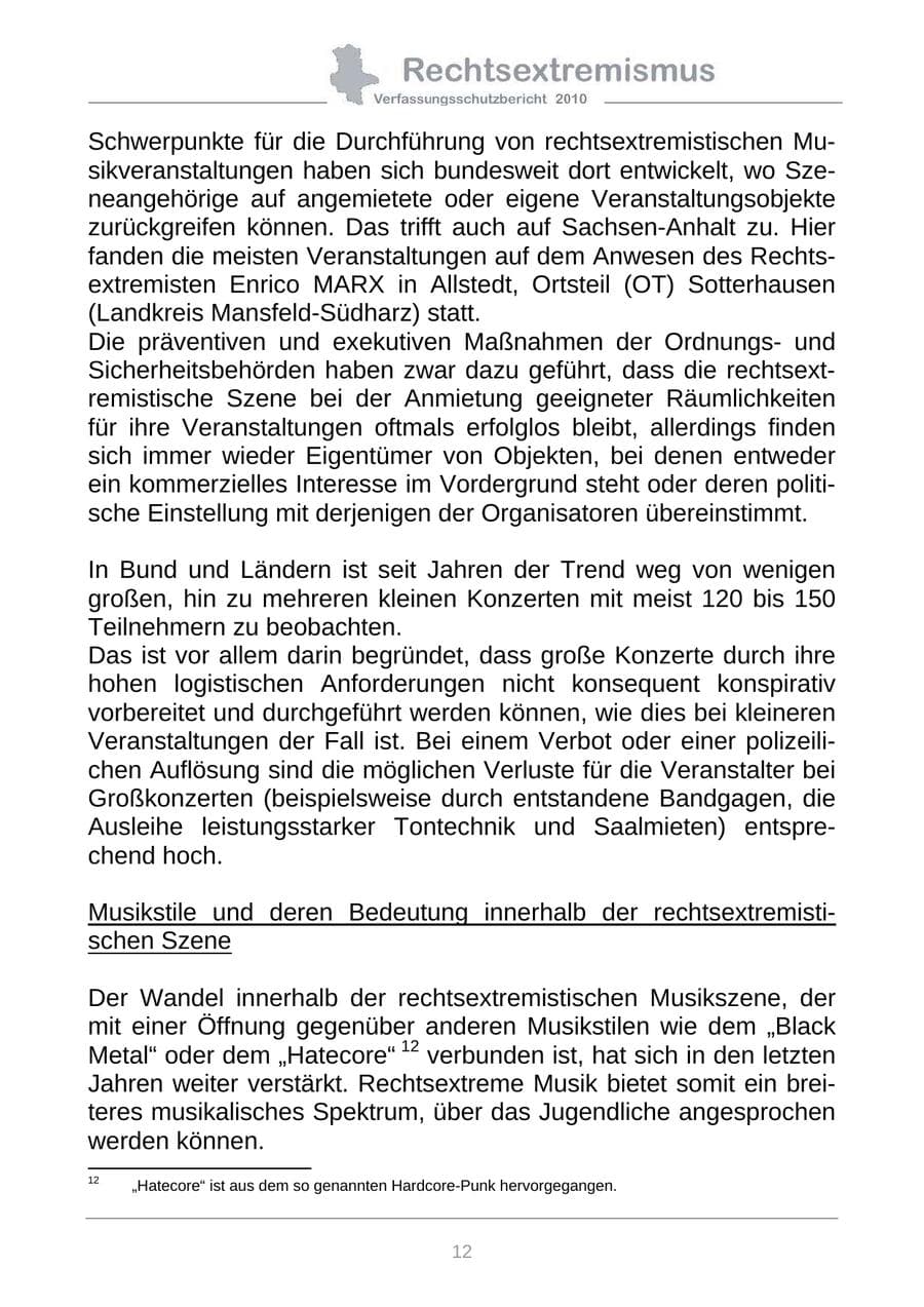 Seite 14 des Verfassungsschutzbericht 2010 Sachsen-Anhalt