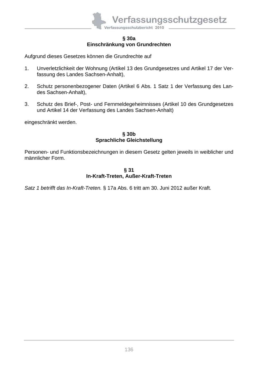 Seite 138 des Verfassungsschutzbericht 2010 Sachsen-Anhalt