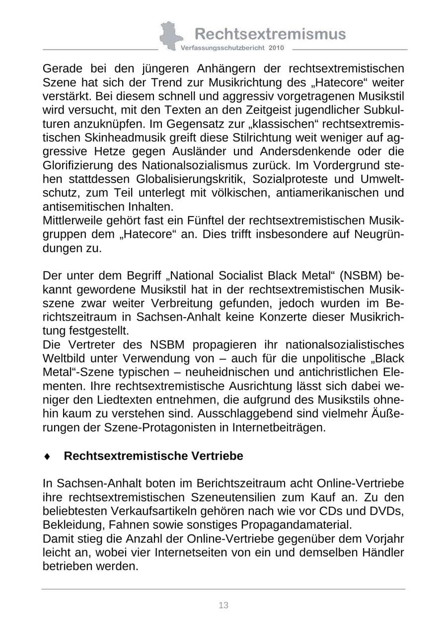 Seite 15 des Verfassungsschutzbericht 2010 Sachsen-Anhalt