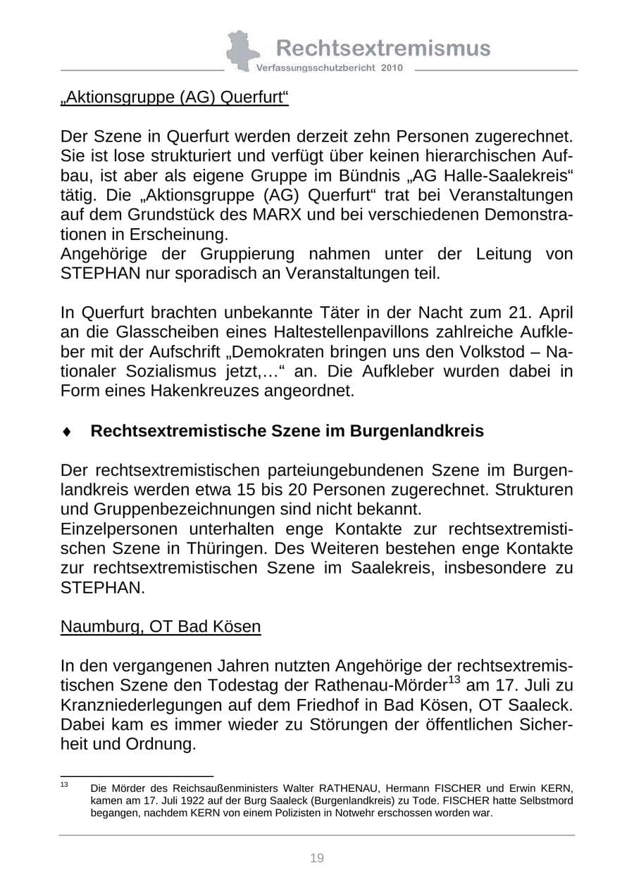 Seite 21 des Verfassungsschutzbericht 2010 Sachsen-Anhalt