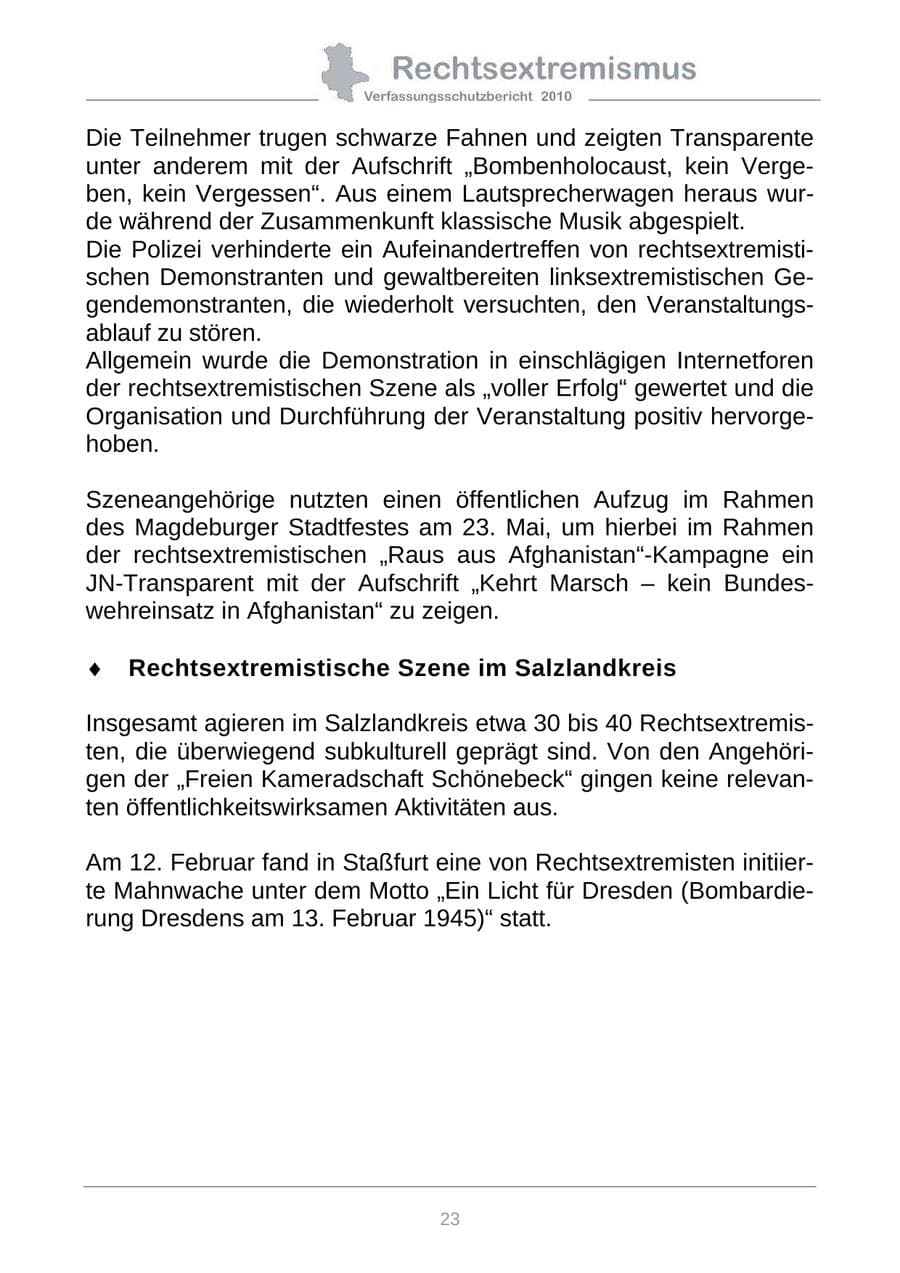 Seite 25 des Verfassungsschutzbericht 2010 Sachsen-Anhalt