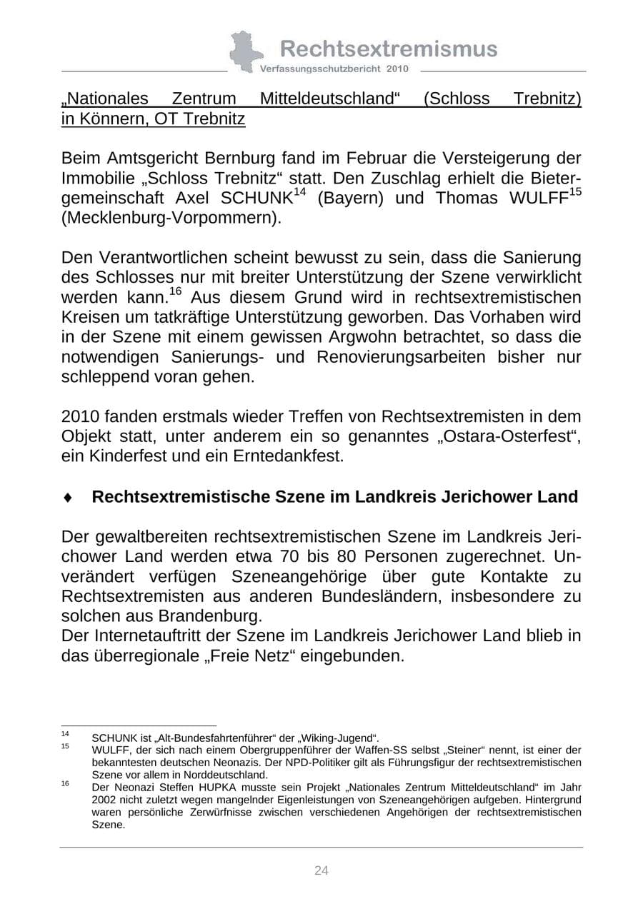 Seite 26 des Verfassungsschutzbericht 2010 Sachsen-Anhalt