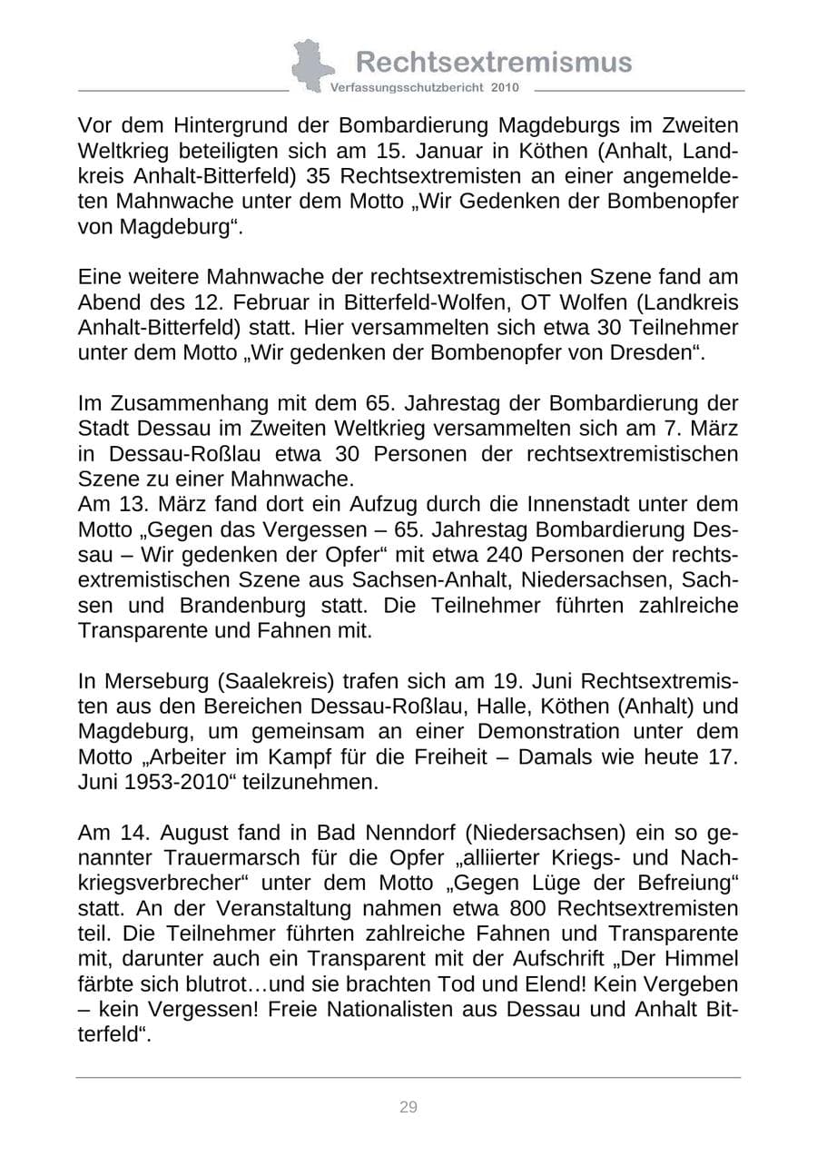 Seite 31 des Verfassungsschutzbericht 2010 Sachsen-Anhalt