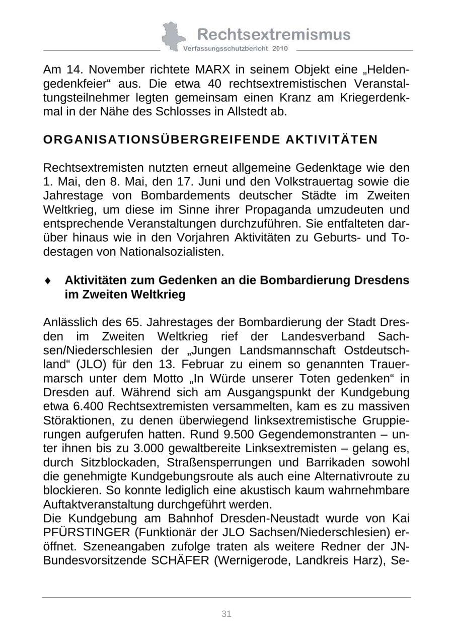 Seite 33 des Verfassungsschutzbericht 2010 Sachsen-Anhalt