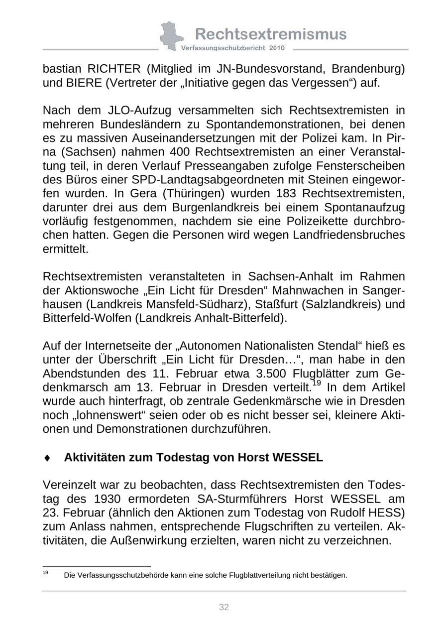 Seite 34 des Verfassungsschutzbericht 2010 Sachsen-Anhalt