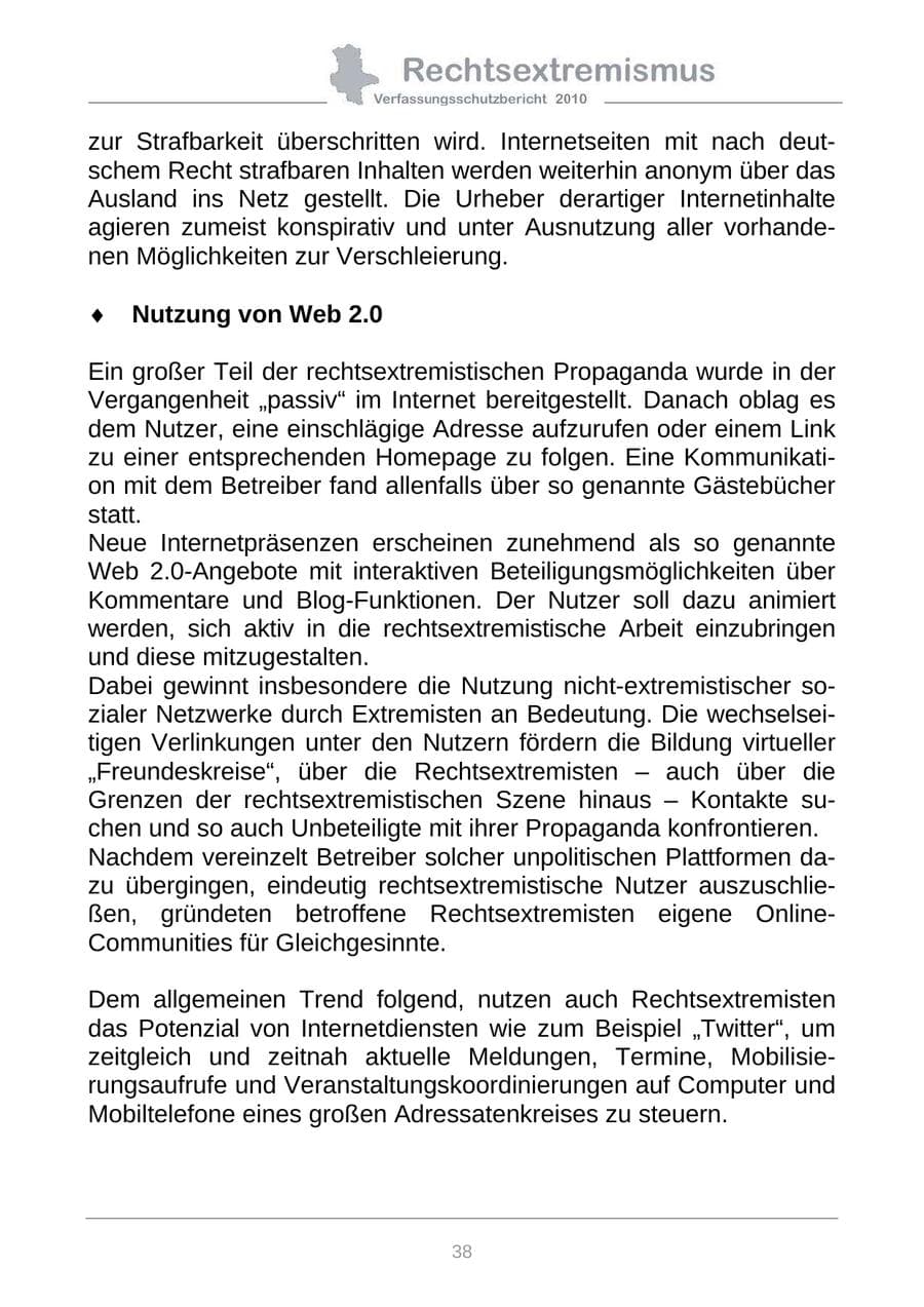 Seite 40 des Verfassungsschutzbericht 2010 Sachsen-Anhalt