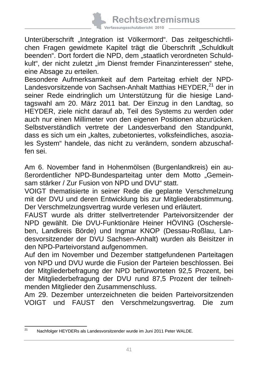 Seite 43 des Verfassungsschutzbericht 2010 Sachsen-Anhalt