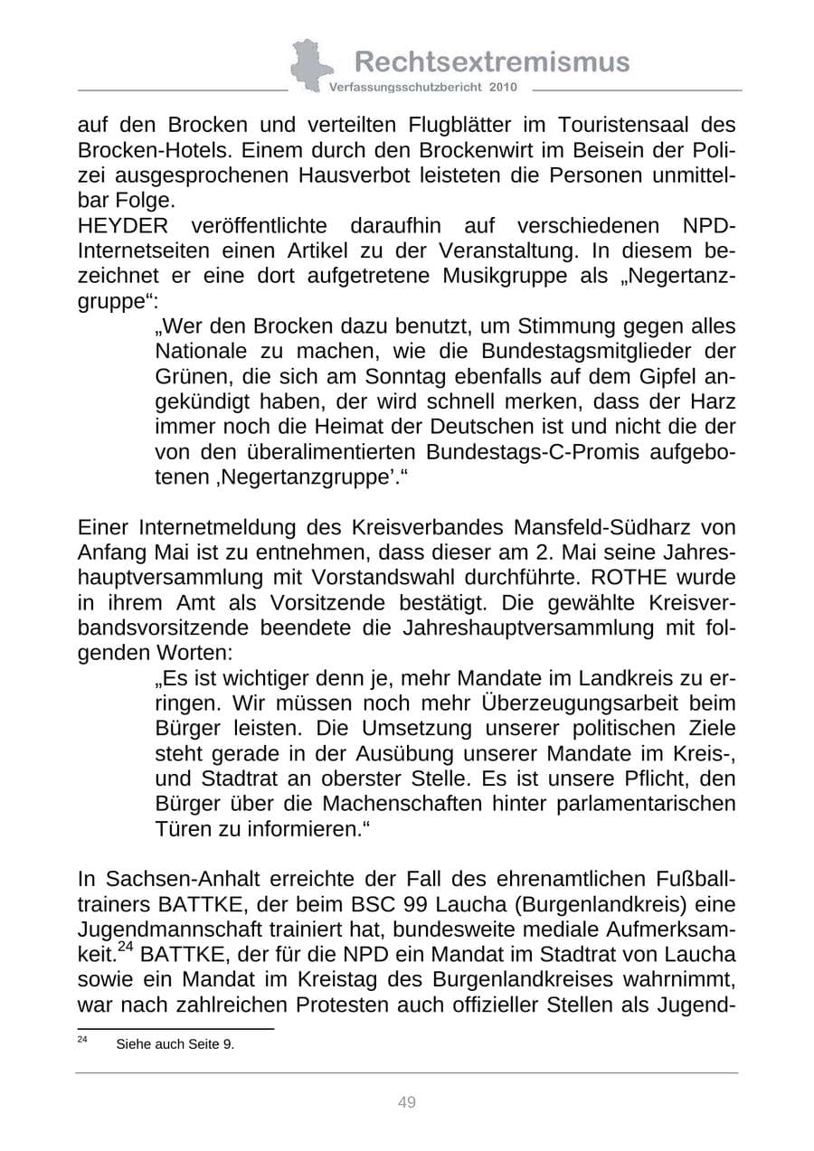 Seite 51 des Verfassungsschutzbericht 2010 Sachsen-Anhalt