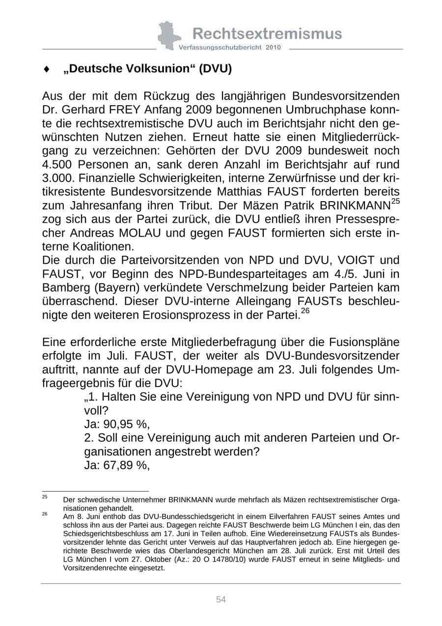 Seite 56 des Verfassungsschutzbericht 2010 Sachsen-Anhalt