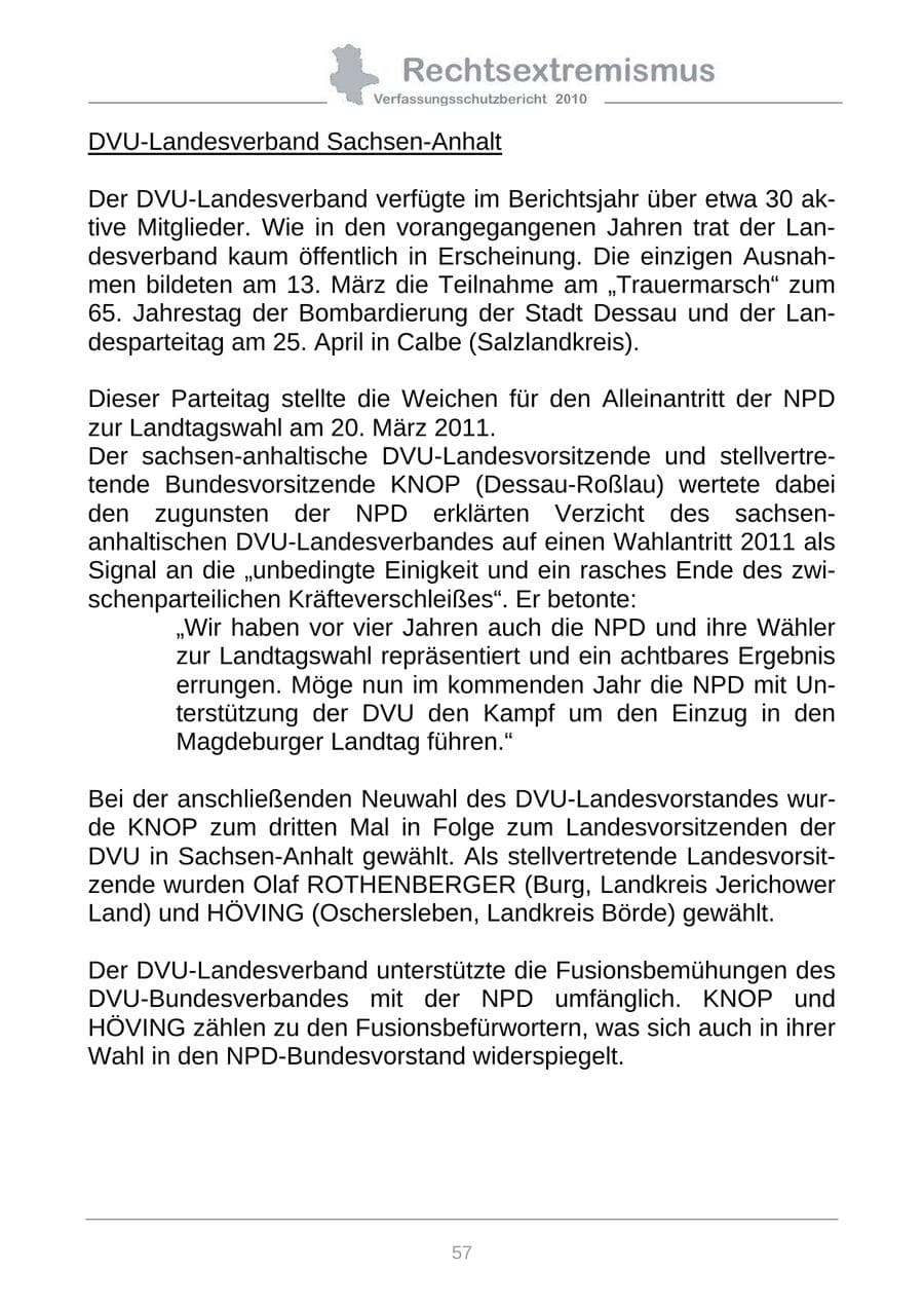 Seite 59 des Verfassungsschutzbericht 2010 Sachsen-Anhalt