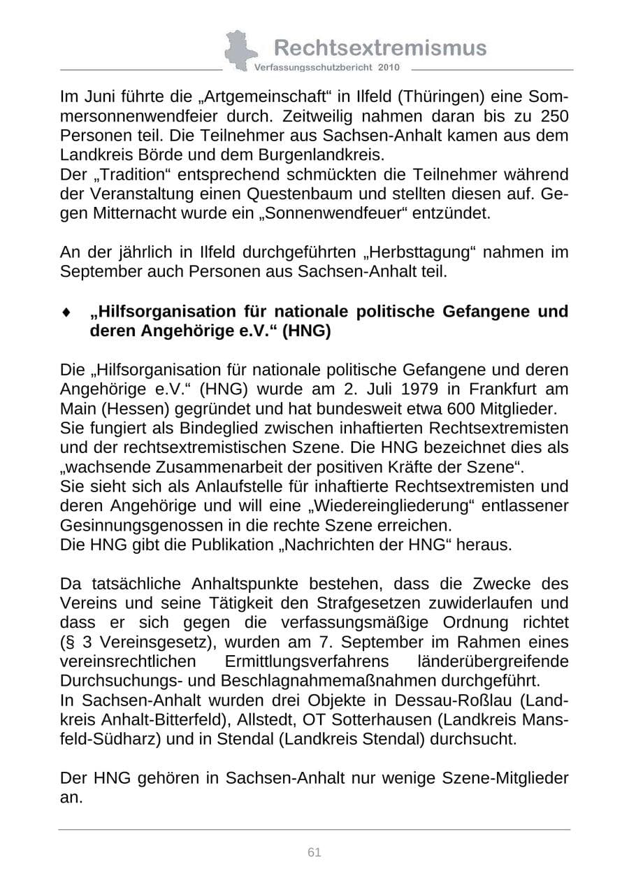 Seite 63 des Verfassungsschutzbericht 2010 Sachsen-Anhalt