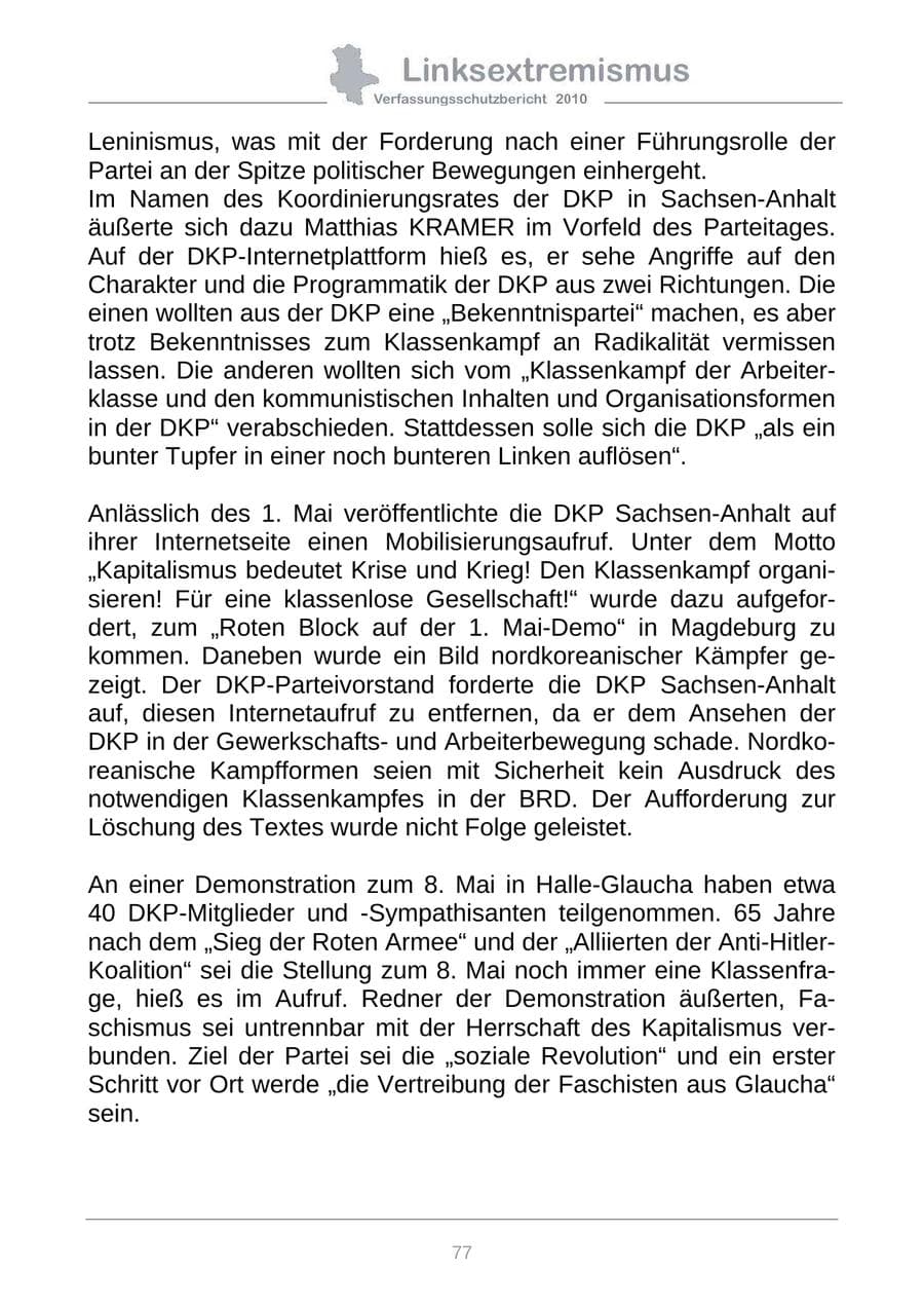 Seite 79 des Verfassungsschutzbericht 2010 Sachsen-Anhalt