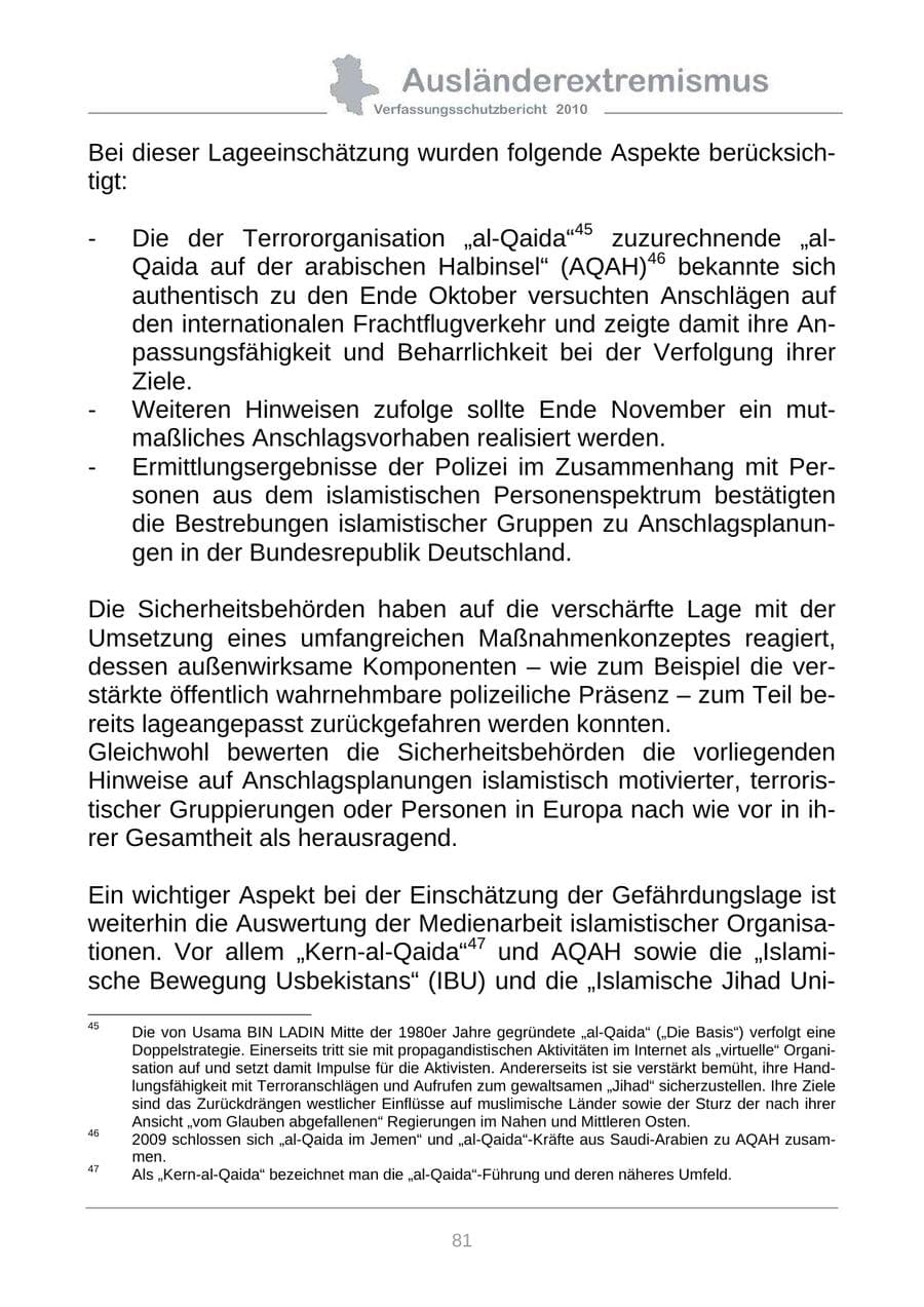 Seite 83 des Verfassungsschutzbericht 2010 Sachsen-Anhalt