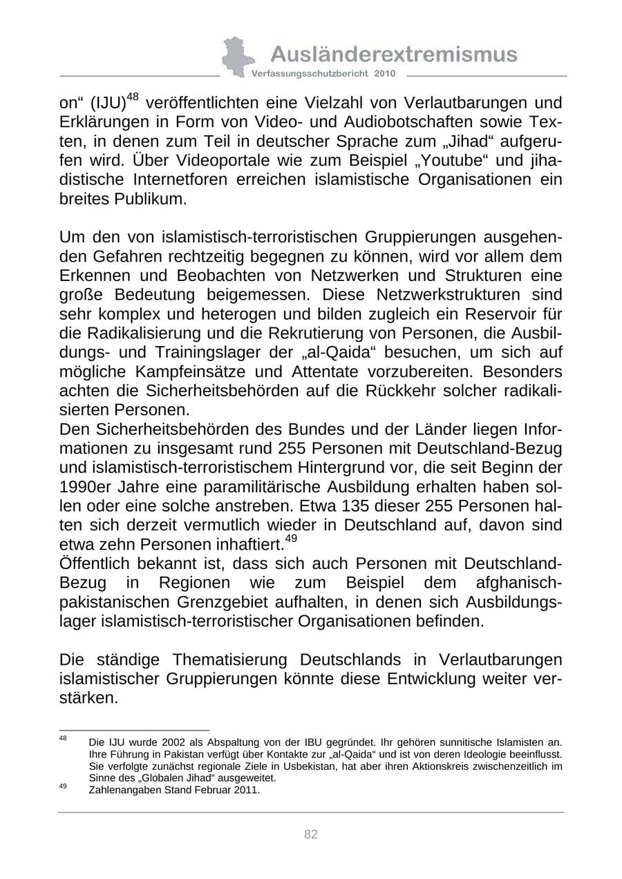 Seite 84 des Verfassungsschutzbericht 2010 Sachsen-Anhalt