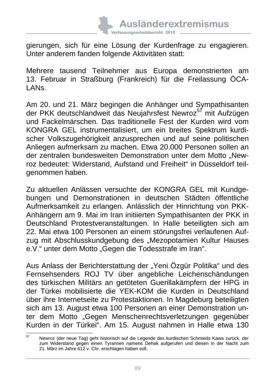 Seite 91 des Verfassungsschutzbericht 2010 Sachsen-Anhalt