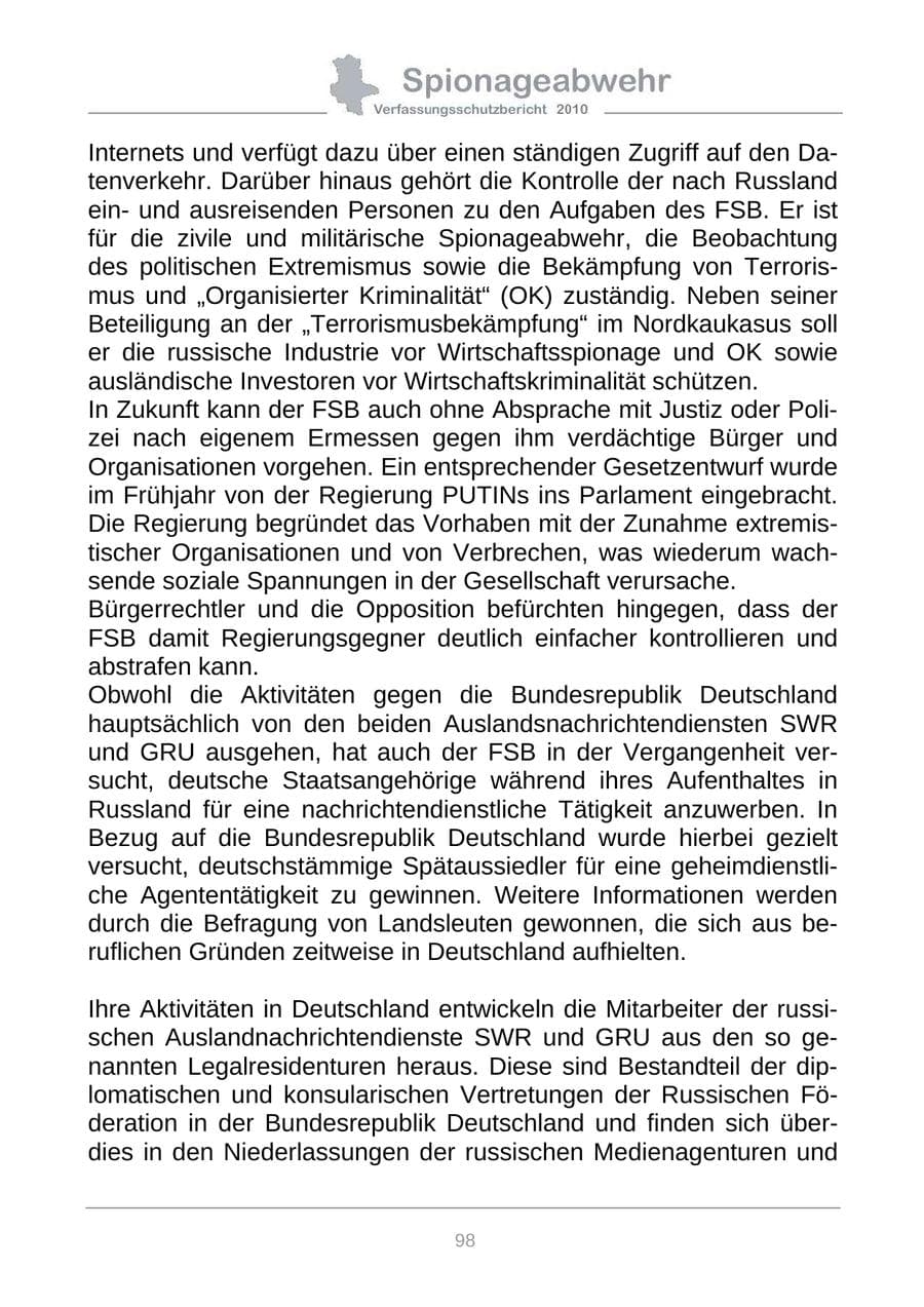 Seite 100 des Verfassungsschutzbericht 2010 Sachsen-Anhalt