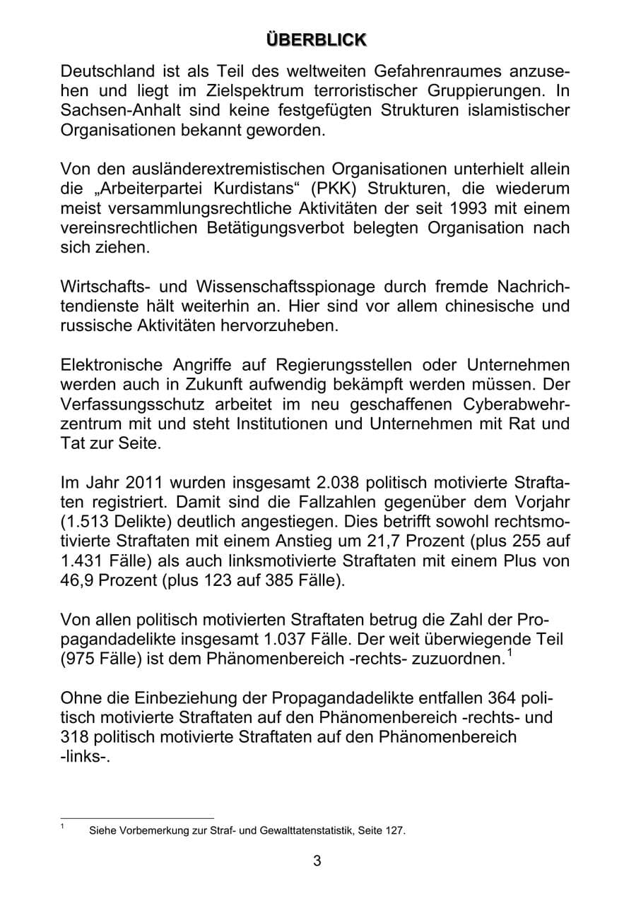 Seite 12 des Verfassungsschutzbericht 2011 Sachsen-Anhalt