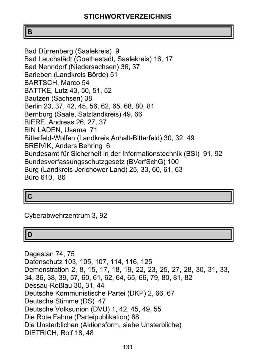 Seite 140 des Verfassungsschutzbericht 2011 Sachsen-Anhalt
