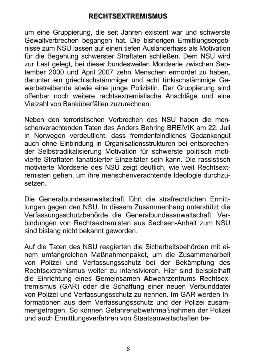 Seite 15 des Verfassungsschutzbericht 2011 Sachsen-Anhalt