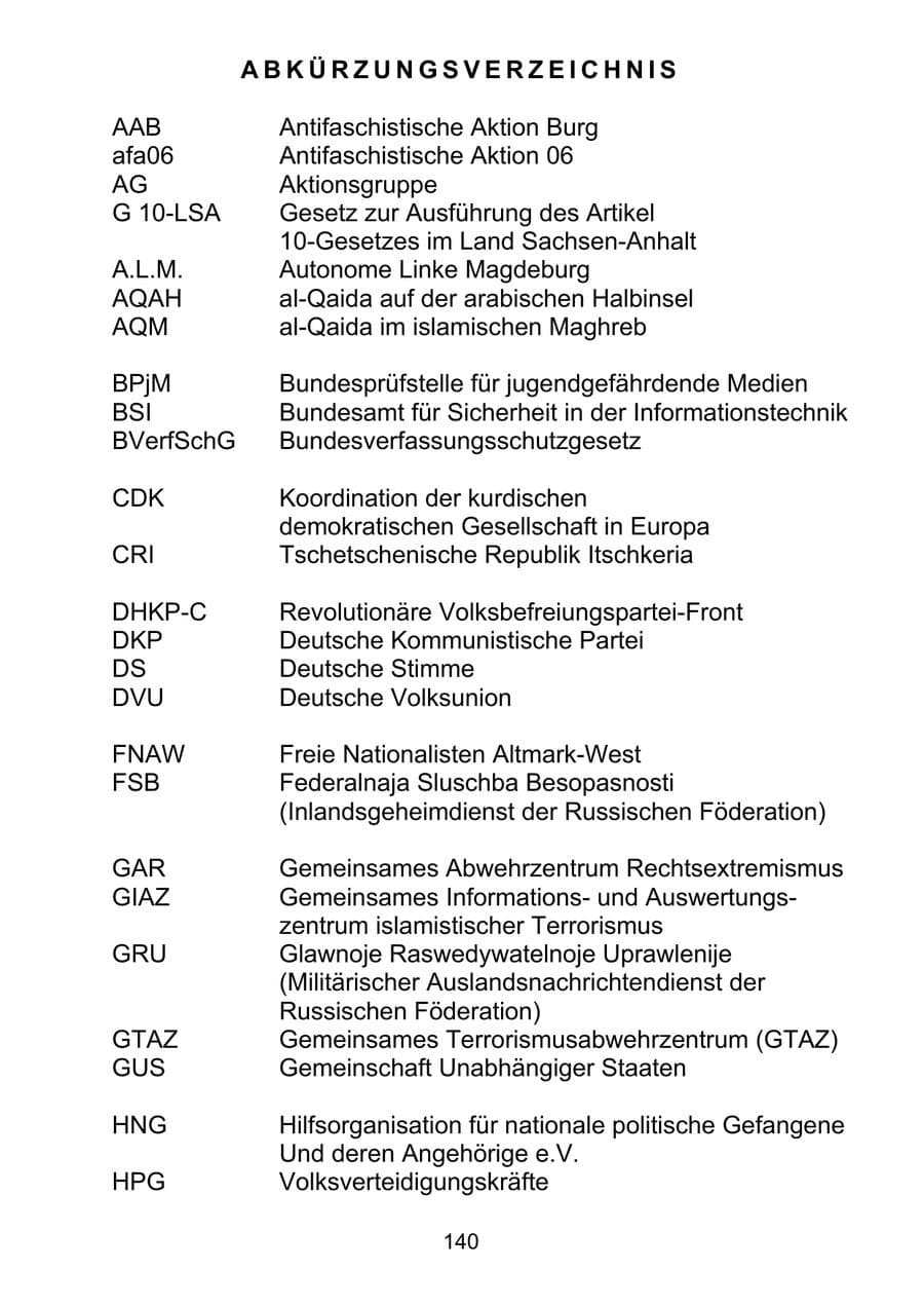 Seite 149 des Verfassungsschutzbericht 2011 Sachsen-Anhalt