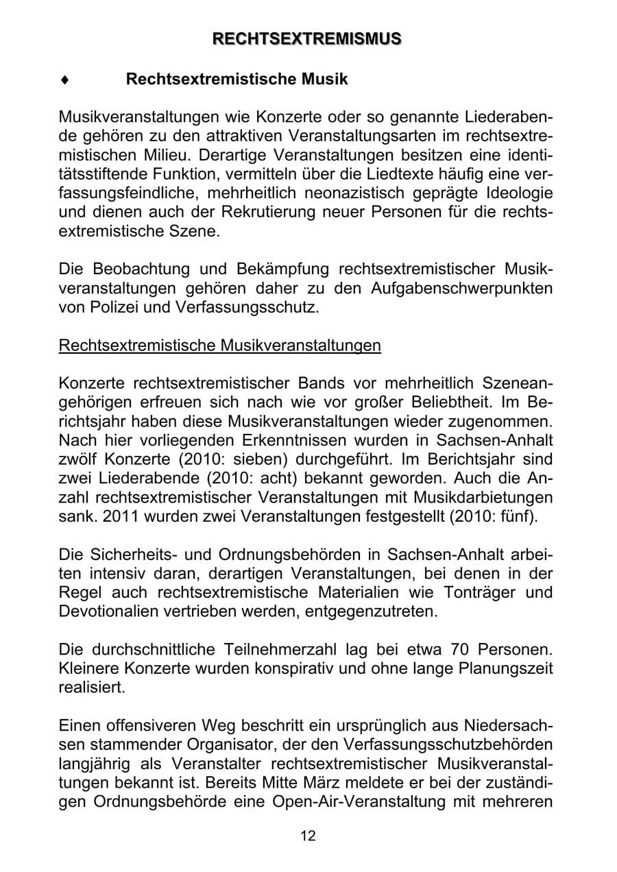 Seite 21 des Verfassungsschutzbericht 2011 Sachsen-Anhalt