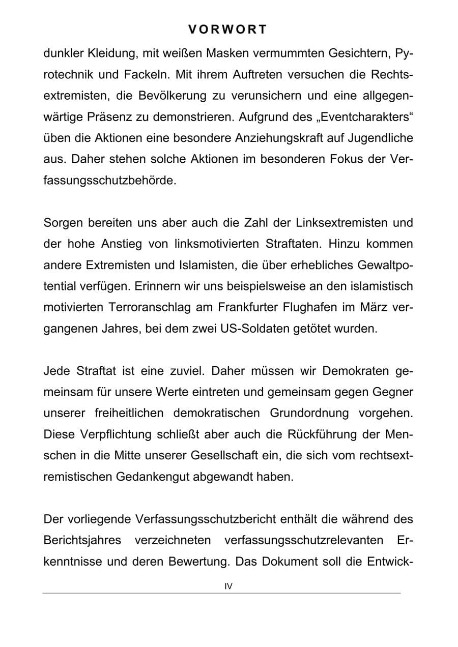 Seite 4 des Verfassungsschutzbericht 2011 Sachsen-Anhalt