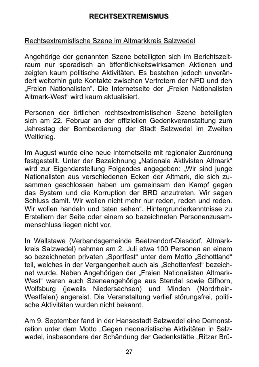 Seite 36 des Verfassungsschutzbericht 2011 Sachsen-Anhalt