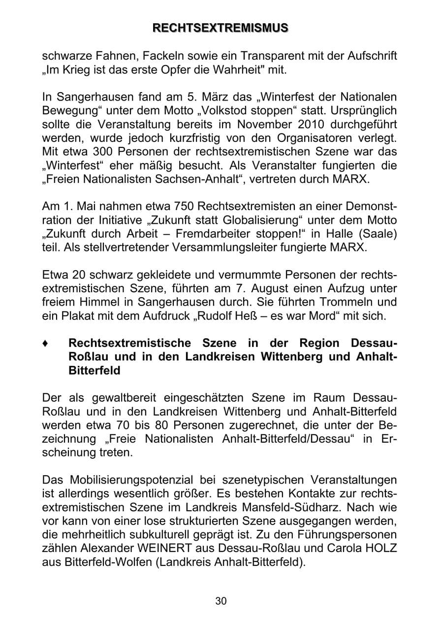 Seite 39 des Verfassungsschutzbericht 2011 Sachsen-Anhalt